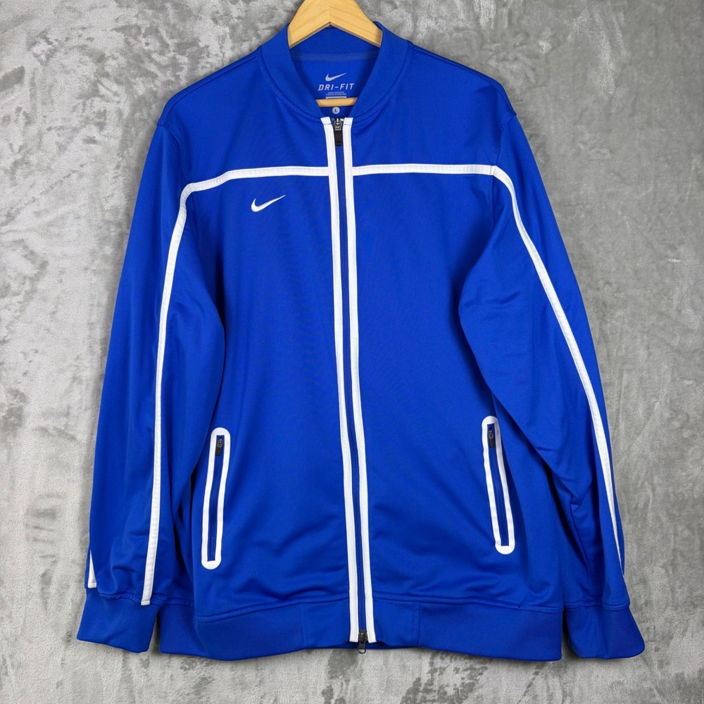 Nike Track Jacket‎ Dri-FIT Large Blue Full Zip Athletic Sportswear Mens